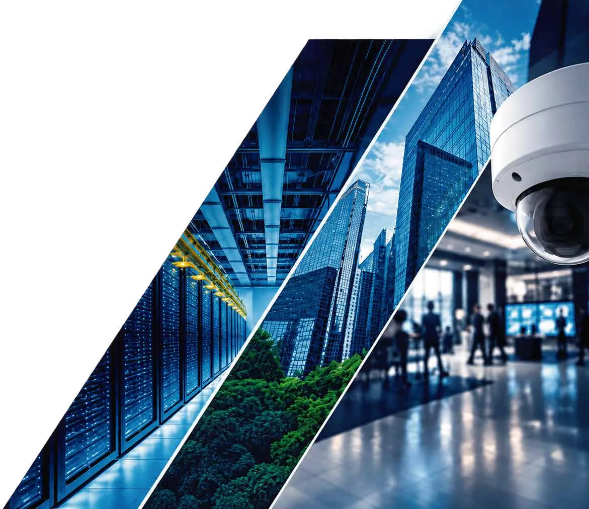 Data center, edifícios inteligentes e câmera de segurança